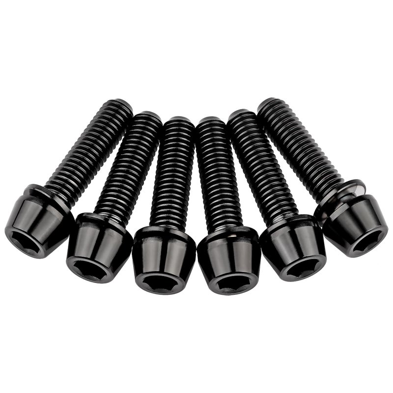 Wanyifa Titanium M5x20mm with Washer Allen Hex Tapered Bolts Screw for Bicycle Stem Pack of 6 (Black) - Image 4